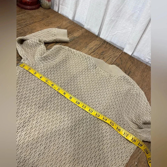 LIZ CLAIBORNE tan open front cardigan size M - Picture 4 of 8